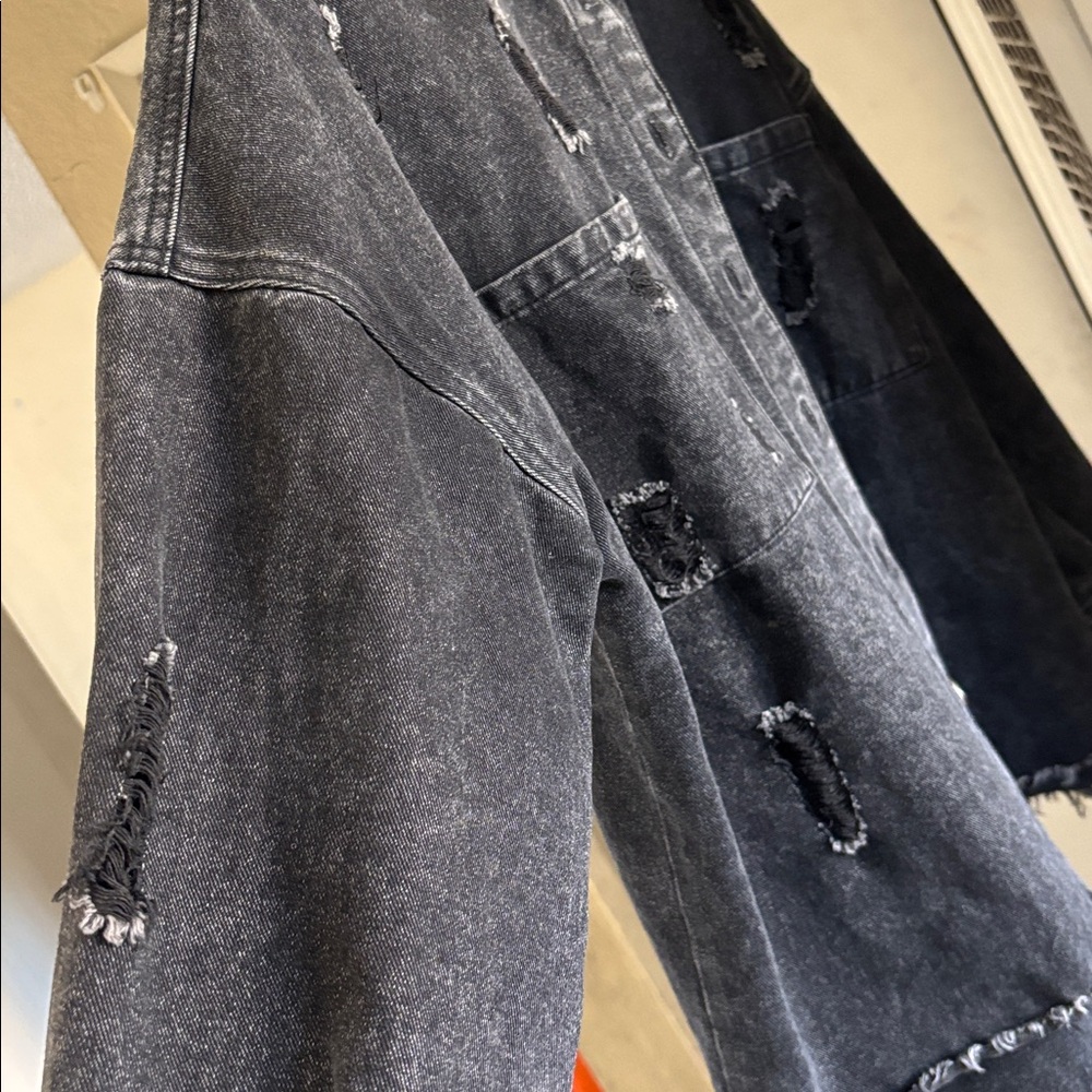 Distressed Black Denim Jacket - Picture 3 of 5